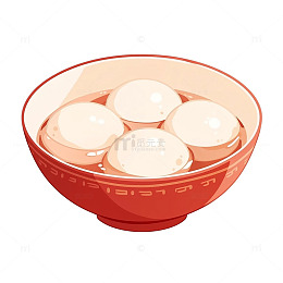 插画风格汤圆美食图片