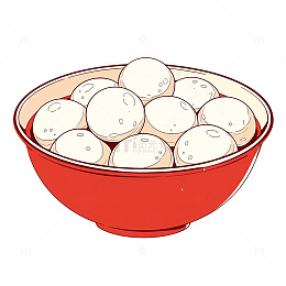 卡通风格汤圆美食插画设计素材
