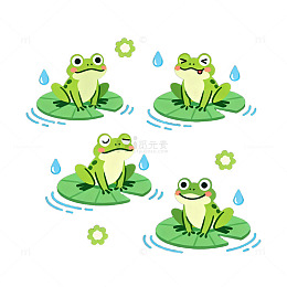 卡通青蛙荷叶图案