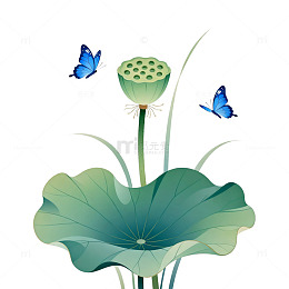 水墨荷花蝴蝶插画