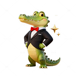 卡通鳄鱼绅士形象设计