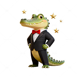 西装鳄鱼卡通形象