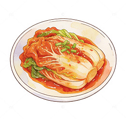 水彩风韩式辣白菜插画