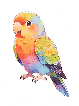 彩绘鹦鹉插画设计素材