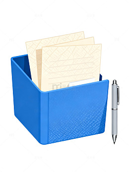 蓝色收纳盒与笔91