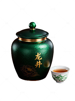 龙井茶罐配花茶杯44