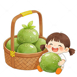 童趣青果篮插画素材