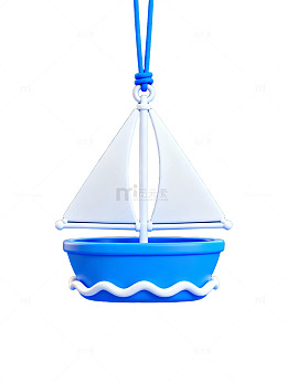 蓝色卡通帆船挂件67