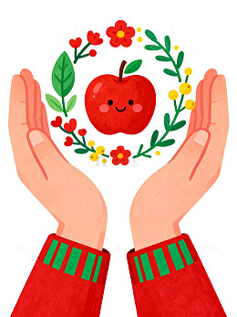 卡通苹果花环插画18
