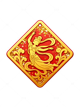 金色飞天纹饰挂件43