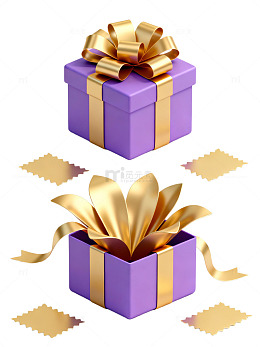 紫色礼盒金色蝴蝶结97