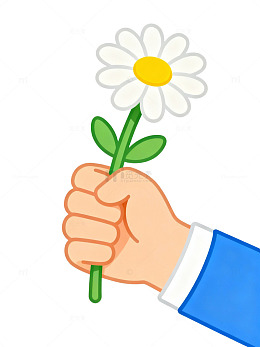 卡通手握雏菊插画97