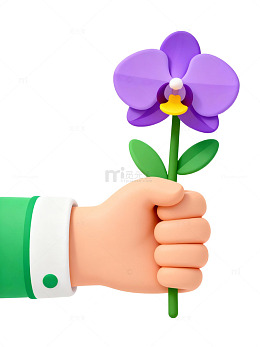 卡通手握兰花插画79