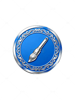 蓝色中式边框画笔图标06