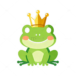 卡通皇冠青蛙插画