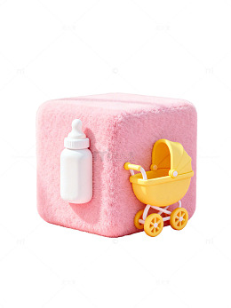 粉色毛绒方块与婴儿用36