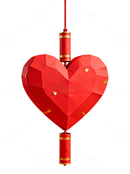 红色纸艺心形挂饰57