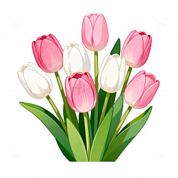 卡通郁金香鲜花插画设计素材