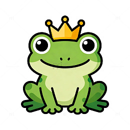卡通青蛙王子图标设计素材