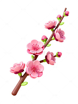 粉色樱花枝插画16