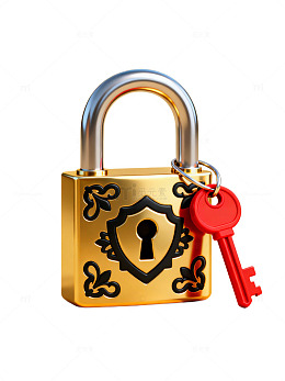 金色锁具配红色钥匙97