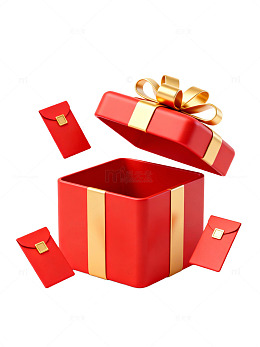 红色礼盒红包设计01