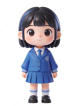 蓝色校服卡通女孩88