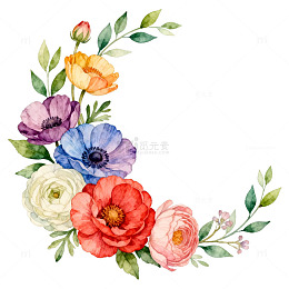水彩花卉装饰图案设计素材