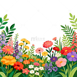 多彩鲜花花园插画设计素材