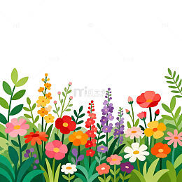 卡通风格花园插画设计素材