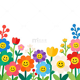卡通风格笑脸花朵插画素材