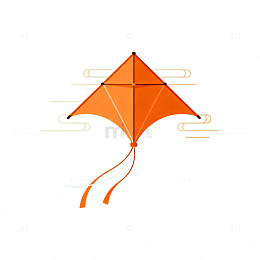 AI生成橙色风筝矢量图
