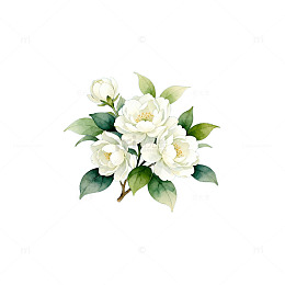 AI水彩白花插画