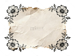 复古花纹旧纸边框设计素材