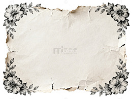 复古花卉边框纸张设计素材