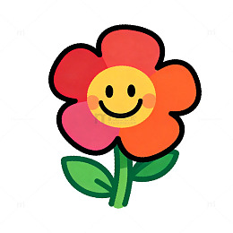 卡通笑脸小花矢量图案