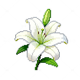 像素风格百合花插画