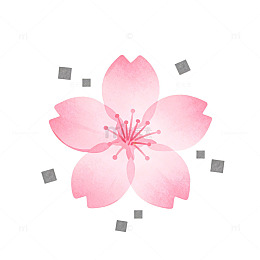 水彩樱花图案装饰设计素材