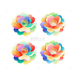 多彩花朵图案设计素材
