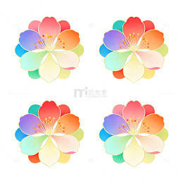 彩虹花矢量图案背景设计