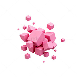 粉色立体方块图案设计素材