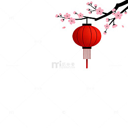 中国风红灯笼与樱花图案设计素材