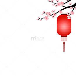 中国风红灯笼樱花图案设计素材
