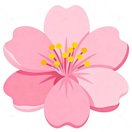 卡通风格粉色花朵插画素材