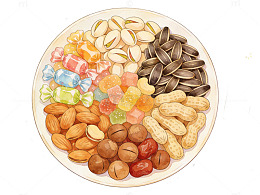缤纷零食拼盘插画