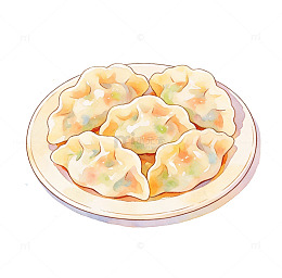 水彩饺子美食插画设计素材2