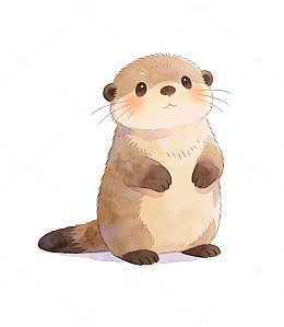 可爱水獭卡通插画