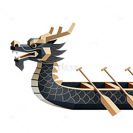 极简现代风格龙舟插画黑金