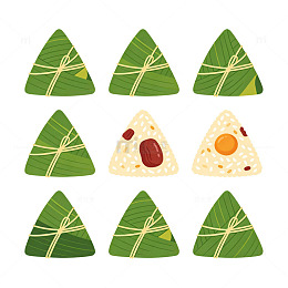 国风扁平传统粽子插画粽子手绘