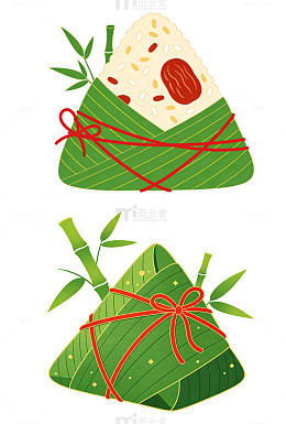 国风扁平传统粽子插画元素